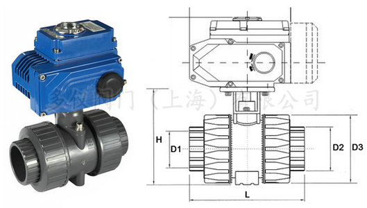 电动UPVC球阀结构图