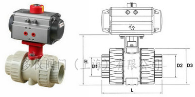 气动PP球阀结构图