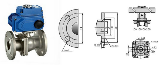 电动法兰球阀结构图