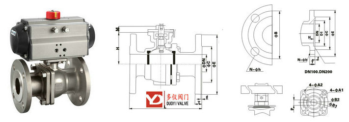 气动高平台球阀结构图