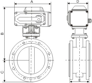 法兰式电动蝶阀结构